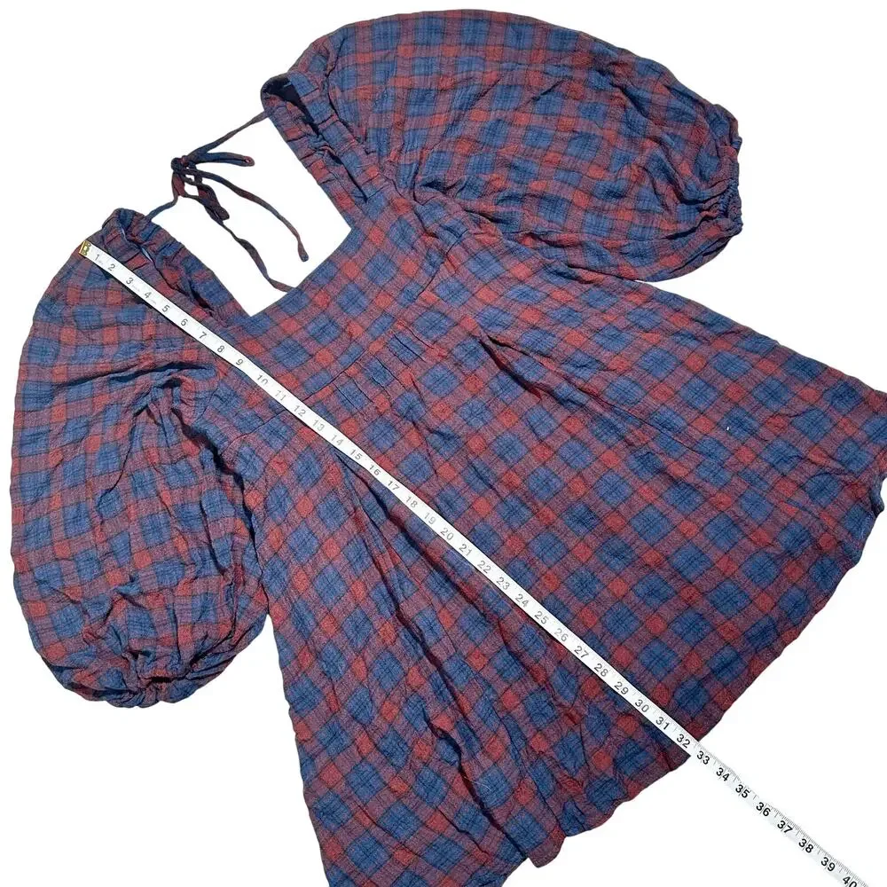Urban Outfitters Blue and Rust Plaid Mini Dress